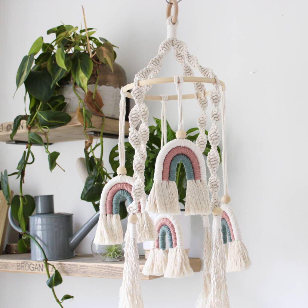 Customisable Macramé Rainbow Mobile