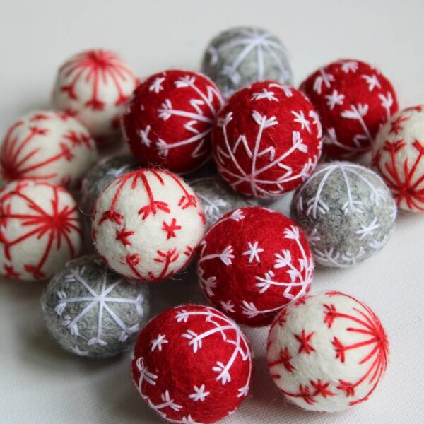Christmas Embroidered Pompoms