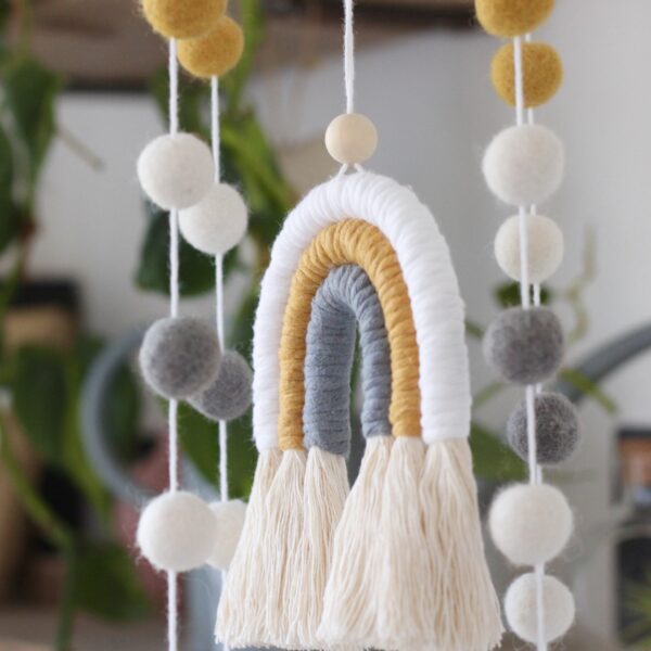 Beginner-friendly Christmas macramé gonk DIY kit with recycled cotton cord and step-by-step instructions with photos