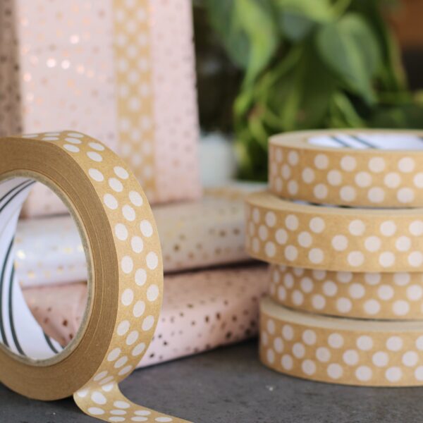 white polka dot paper tape